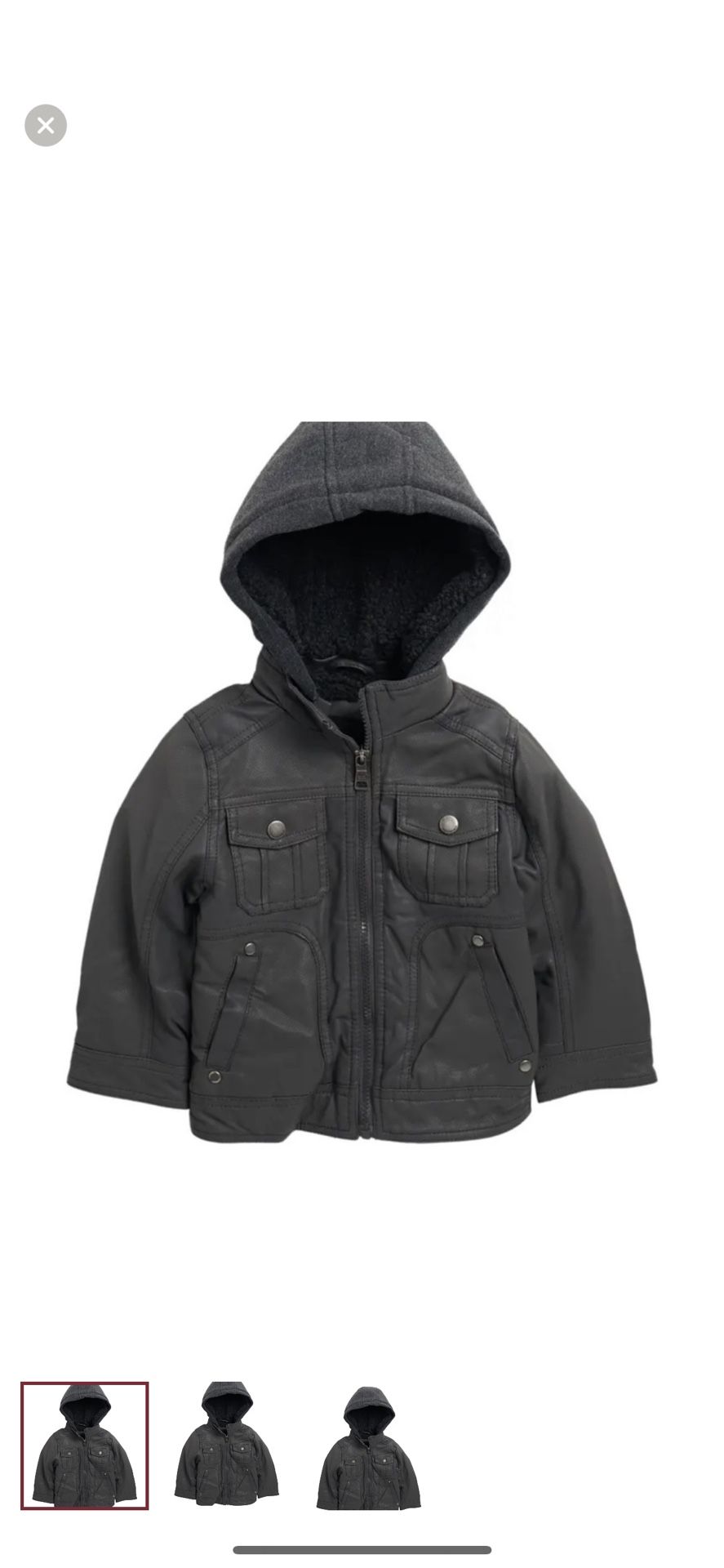Levi Textured Faux Leather Hooded Jacket URBAN REPUBLIC 3T