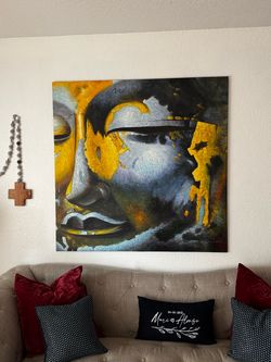 Large Abstract Buddha Face Canvas Painting
