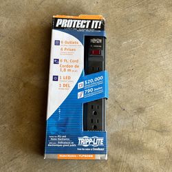 Tripp Lite 6 Outlet Surge Protector Power Strip, 6ft Cord, Black, 