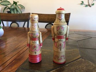 Vintage Wood Hand Painted Russian Style King & Queen Figures