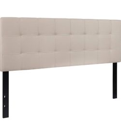 Flash Furniture Bedford Tufted Upholstered Queen Size Headboard in Beige Fabric
