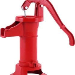Well Hand Pitcher Pump, Cast Iron Manual Hand Water Pump with Leather Repair Kit - Lower Valve Leather & Cup Leather, 25 ft Max Lift, Old Fashioned 