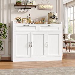 Sideboard buffet with 3 doors 2 drawers white