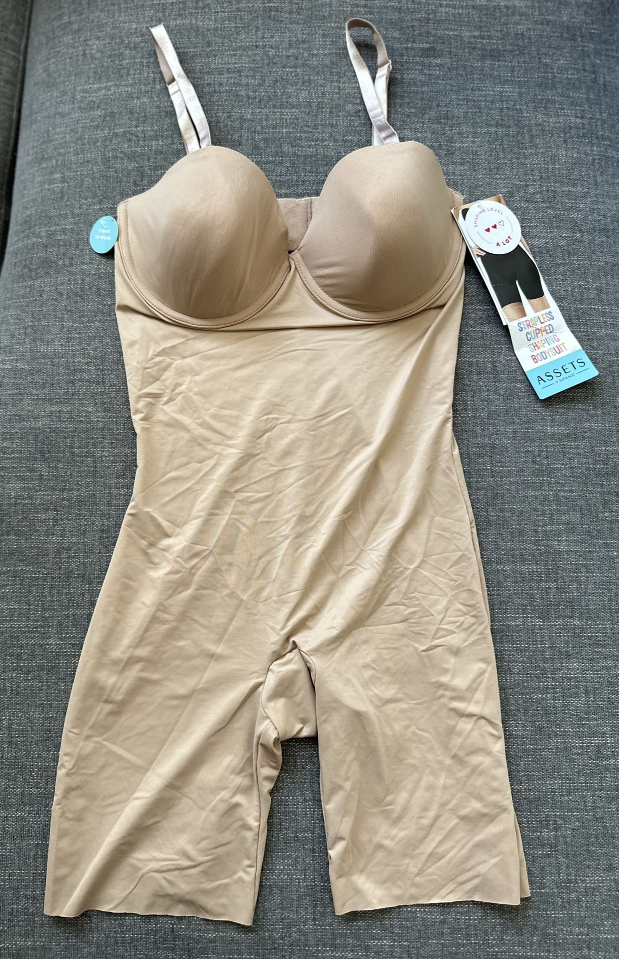 Women's Finish Strapless Cupped Midthigh Bodysuit