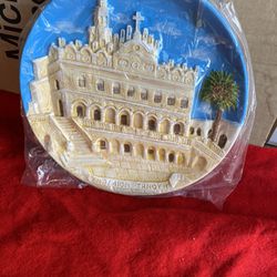 9 Inch Handmade Hand Painted In Greece Greek Plaster Tinos Wall Plate Imported From Greece