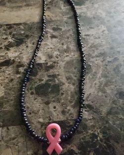 Navy blue breast cancer necklace