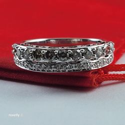$2500 LeVian 14K White Gold Chocolate & Vanilla Diamonds Ring Size 7.25, -Solid Gold!/ Anillo de Oro Blanco con Diamantes! 👌🎁Post Tags: Anillo de Or