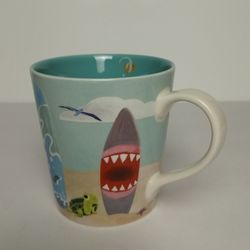 Starbucks 2010 Hawaii Coffee Mug Shark Surfboards Ocean Turtle