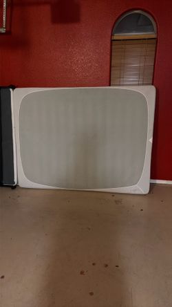 Queen, mattress, boxspring, and bedframe Queen, mattress, boxspring, and bedframe