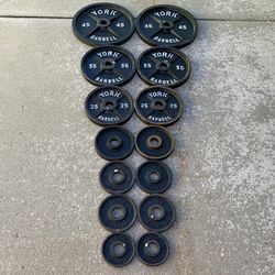 Vintage York brand 255lbs Set of Olympic 2” weight plates weights plate for barbell bar 255 lb lbs 255lb