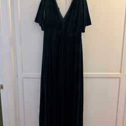 Hunter Green Velvet Evening Dress