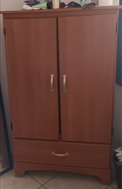 Wood Finish Armoire with Drawer
