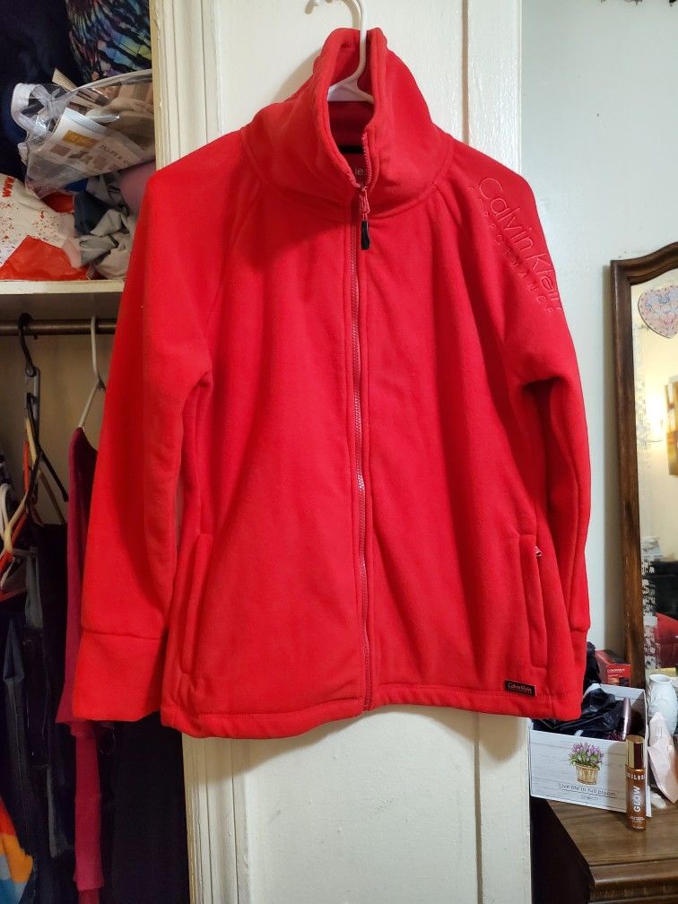 Calvin Klein Red Fleece Light Jacket Small