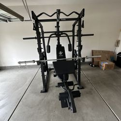 Vesta Fitness Smith Machine 2001 w/Bench Attachment | 230lb Bumpers Weights | 7ft Olympic Bar | Fitness | Gym Equipment | FREE DELIVERY 🚚 