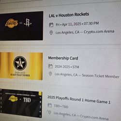 Lakers Rockets Tickets Tonight $180 Each