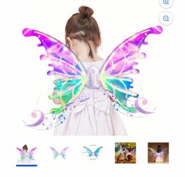 Electric Fairy Wings For Girls, Light Up Moving Butterfly Wings With LED Lights And Music