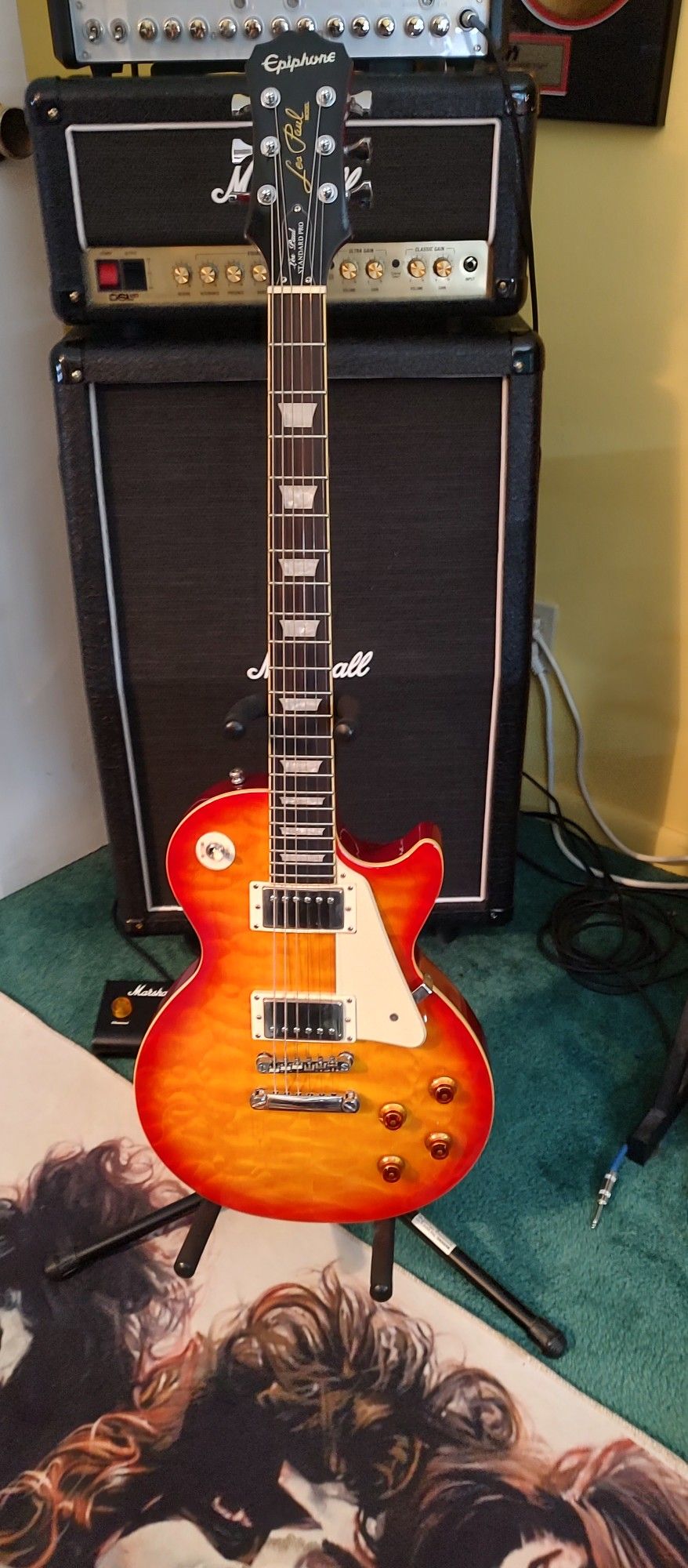 Epiphone Les Paul Standard Pro Cherry Sunburst Quilt Top with Hard Case