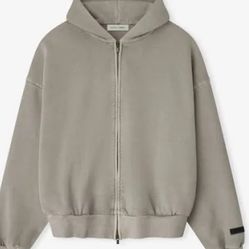 Essentials Smoke Grey Zip Up Hoodie