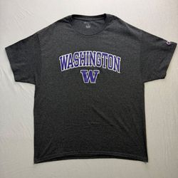 Champion Washington Huskies T Shirt Charcoal Heather XL