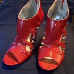 dark red straps stiletto heels 