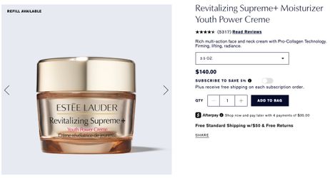 NIB Estee Lauder Revitalizing Supreme+ Youth Power Creme SPF 25 75ml / 2.5oz