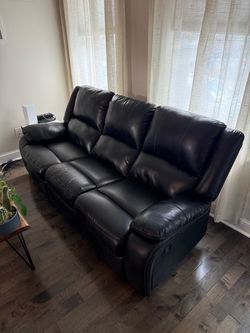 Black Faux Leather Reclining Sofa