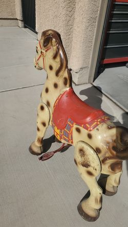 MOBO antique Pedal Riding Horse Pressed Steel Metal Mechanical Toy ENGLAND