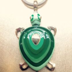Vintage 70s Jewelry - Eisenberg Green Enamel Turtle Mod Pendant for Necklace Description ~ few vintage designers compare to the quality and creativi