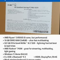 HP OmniDesk Desktop PC M02-0224 – Like New! High-Performance Ryzen 5, 16GB RAM, 512GB SSD 💻