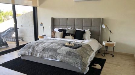 King Bed Frame with Tall Wingback Headboard - Kind Size Bed Frame - No Credit Needed - Same Day Delivery