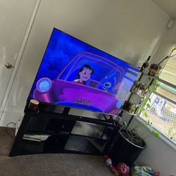 Black tv stand with tv mount