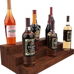 Brand New In The Box- Liquor Bottle Stand - 24 Inch 3 Tier Liquor Bar Bottle Display Shelf, Holds 18 Bottles, Real Wood, No Installation Required (Dar
