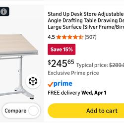 Stand up desk store adjustable height and angle drafting table drawing desk with large surface (40" W X 26" D)