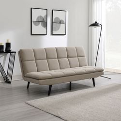 Eden Fabric Convertible Futon Sofa In Beige Brand New In Box 