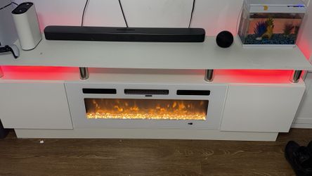 White 70 inch fireplace and tv stand