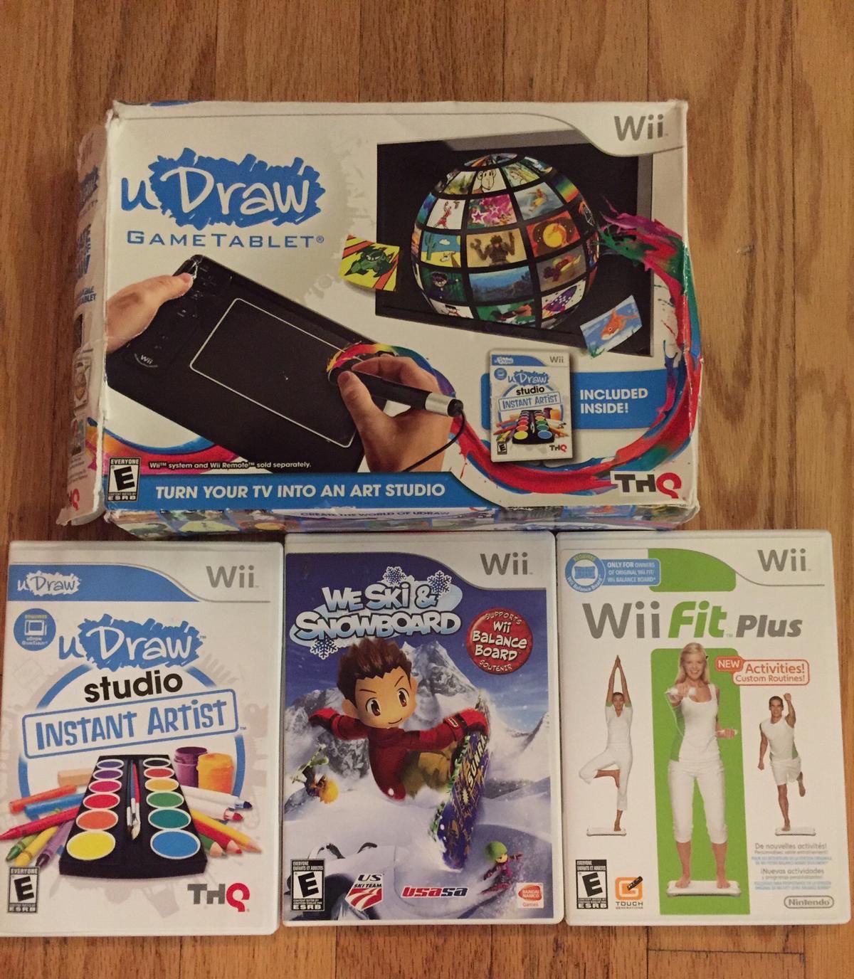 Three Wii games and balance board
