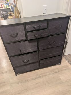 Black/Multicolor Fabric and Metal 10 Drawer Dresser