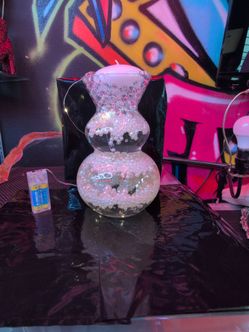Glass Vase with Candle and Water Beads and LED Lights