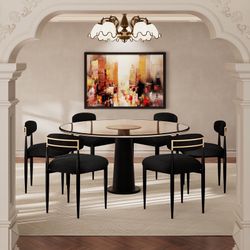 6 Pieces Boucle Armless Dining Chair, Upholstered Accent Chair