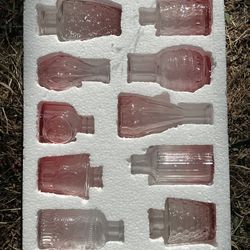 Pink Gradient Glass Bud Vase Set of 10 - Mini Vintage Vases for Wedding Decor, Home and Dining Table Flower Decoration, Centerpieces 