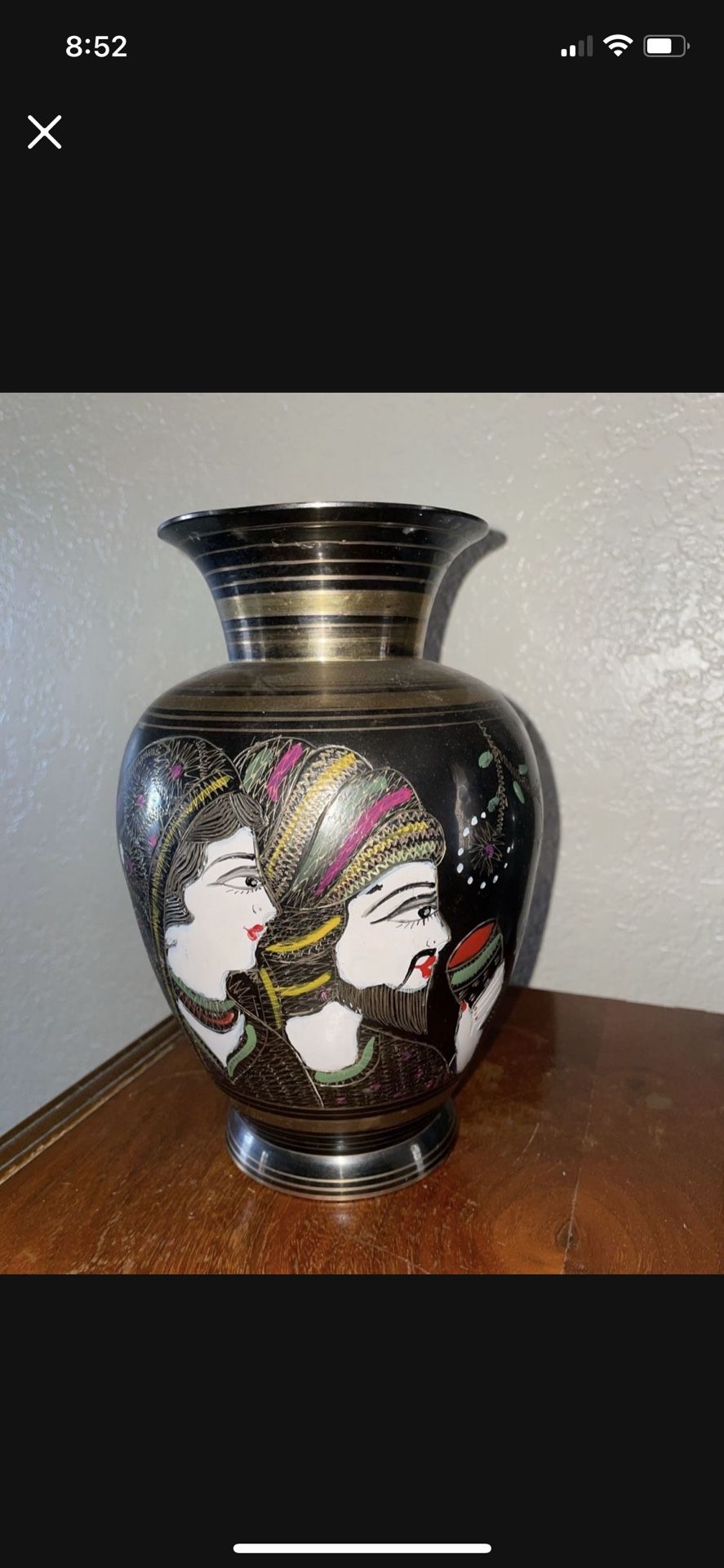 Brass Etched Vase