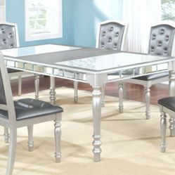 Dining Room Set Platinum and Glass Bling 7 Piece Can deliver