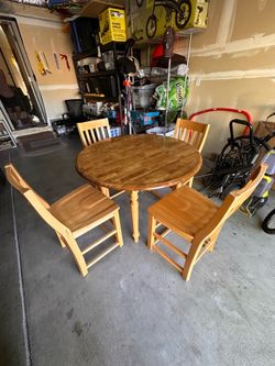 Sturdy Wooden Dining Table and Chair Set 4