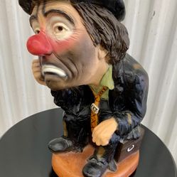 Vintage signed  Esco Emmett Kelly Jr. “Sitting Hobo Clown” sculpture 