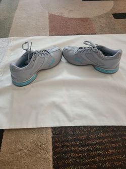 Gray and blue shoes