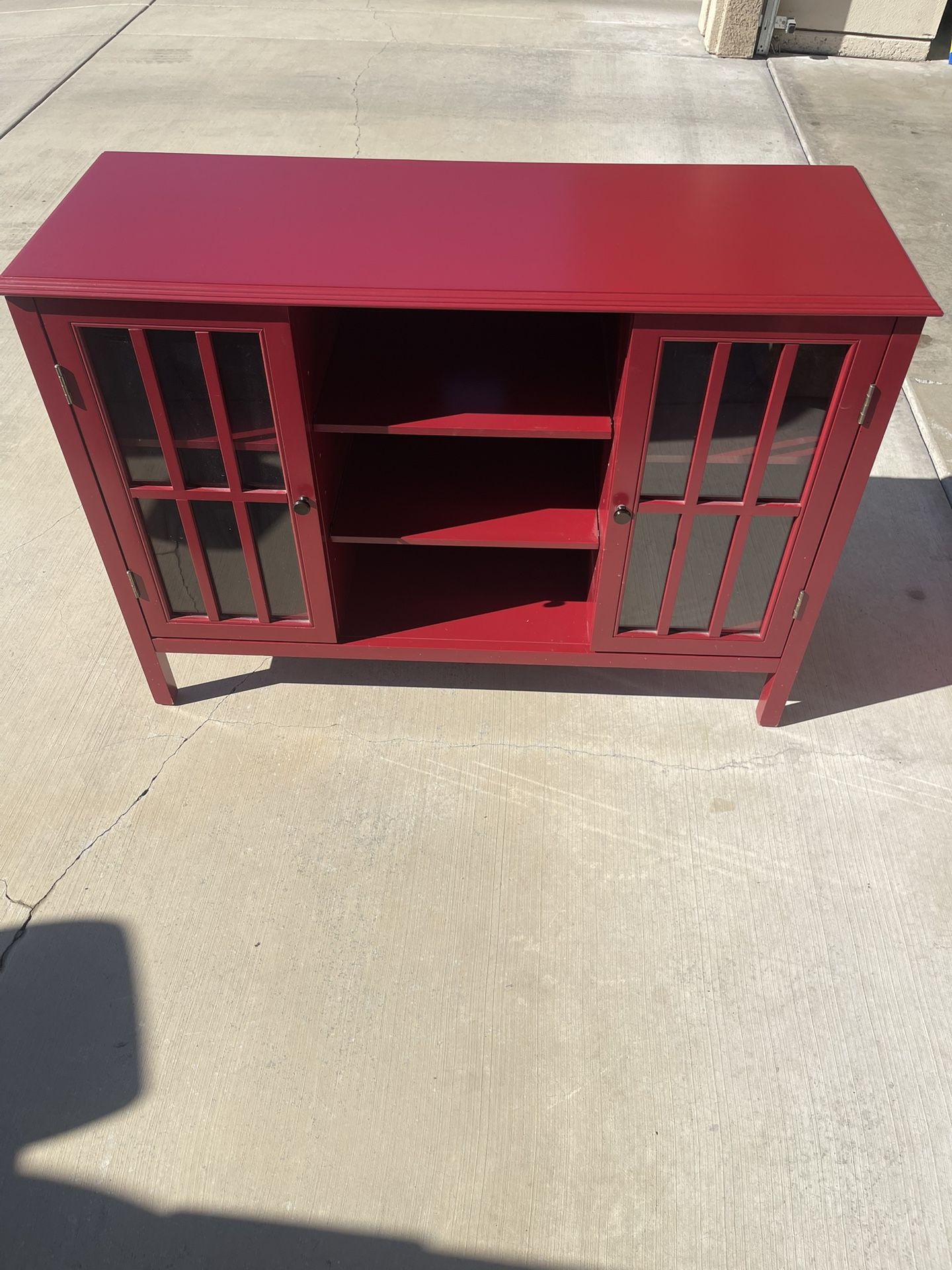 Red Glass Door Cabinet / Media Console