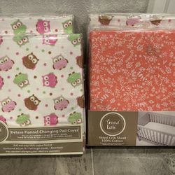 Crib Fitted Sheet & Changing Pad Cover (3)
