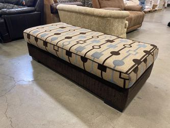 Chocolate and Cream Geometric Ottoman