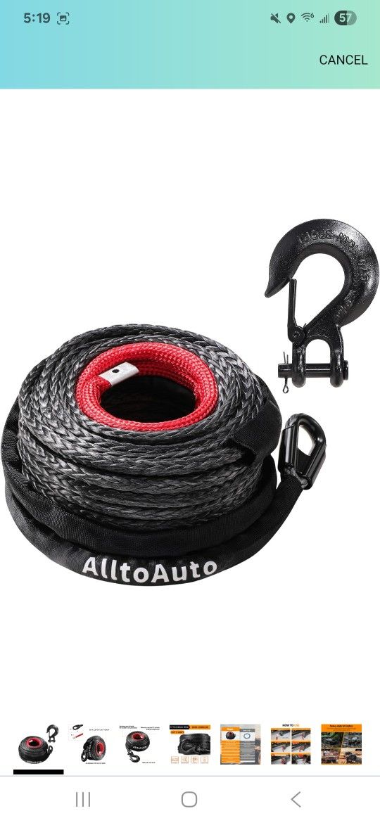 Winch Rope With Hook