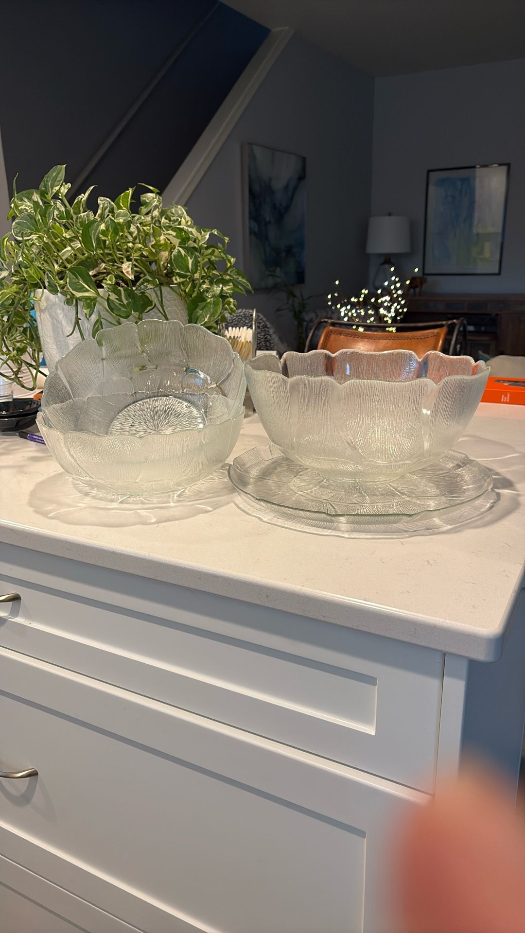 Arcoric Flour Pressed Glass Serving Bowls And Platter